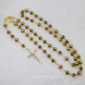 Religious 6mm Section Transparent Painting Glass Bead Rosary (IO-cr378)